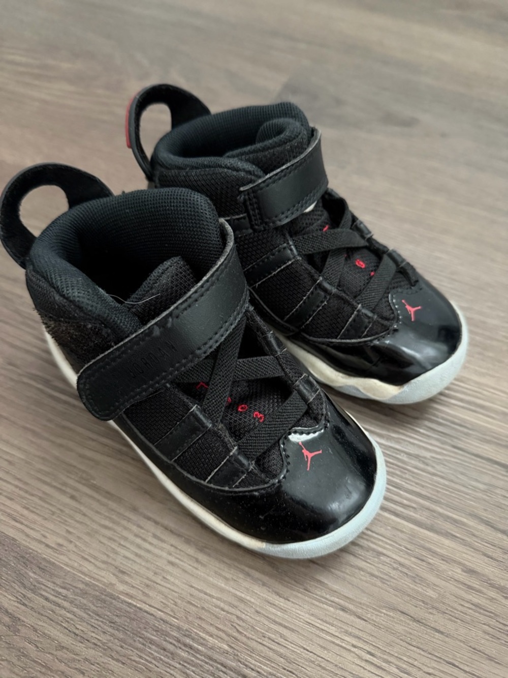Jordan Toddler Black and Red High-Top Sneakers